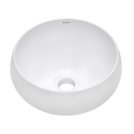 Ruvati 12" Bathroom Vessel Sink Round White Circular Above Counter Ceramic RVB0312